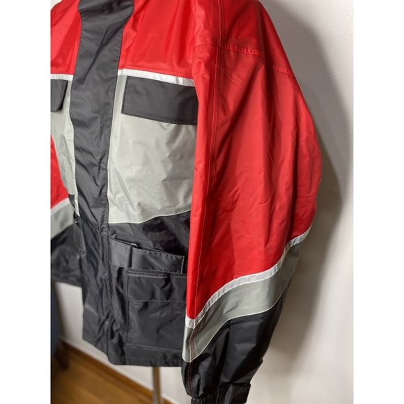 Tourmaster Men’s Jacket Large 44 Red Grey Black Reflective Motorcycle Coat - Picture 2 of 10